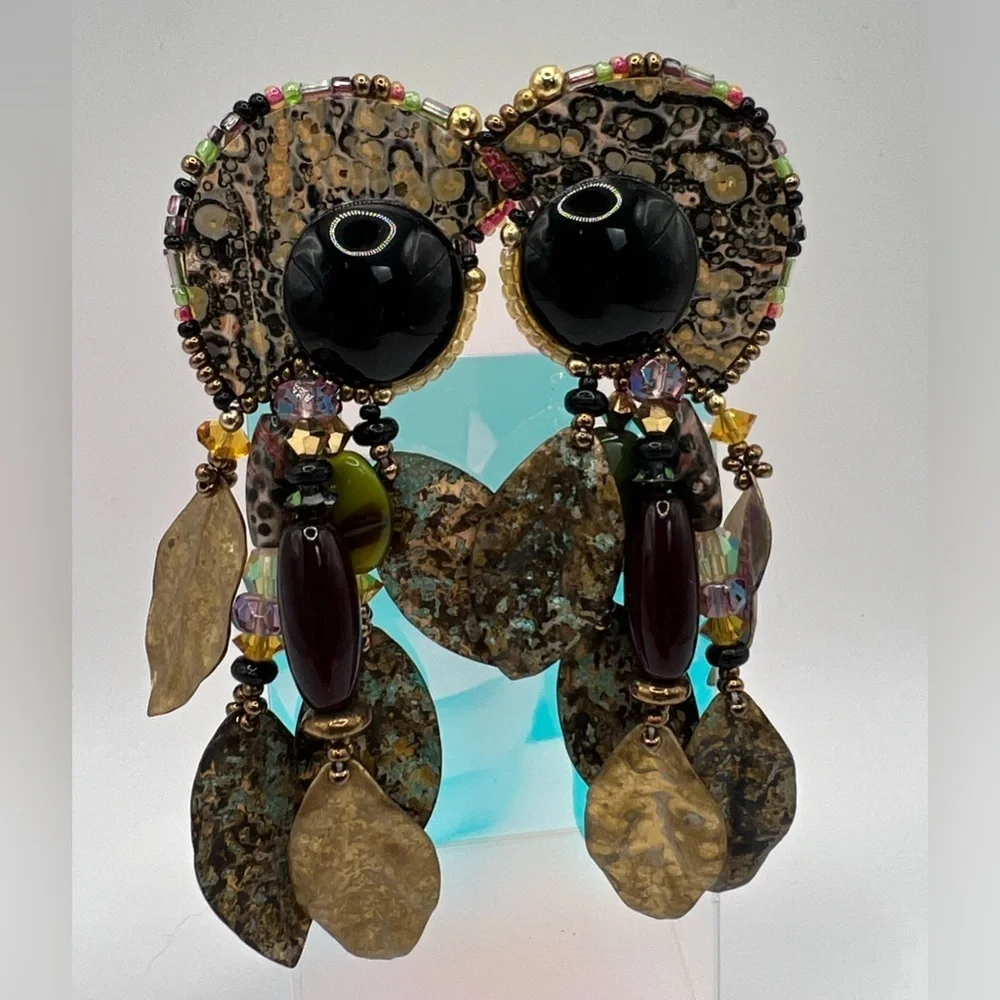 Vintage Chipita onyx earrings